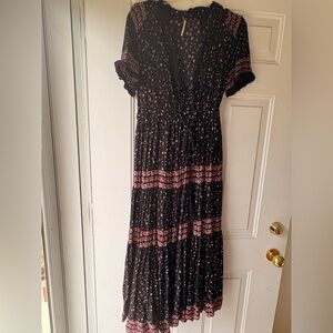 Free People Floral Black Midi/Maxi Dress
